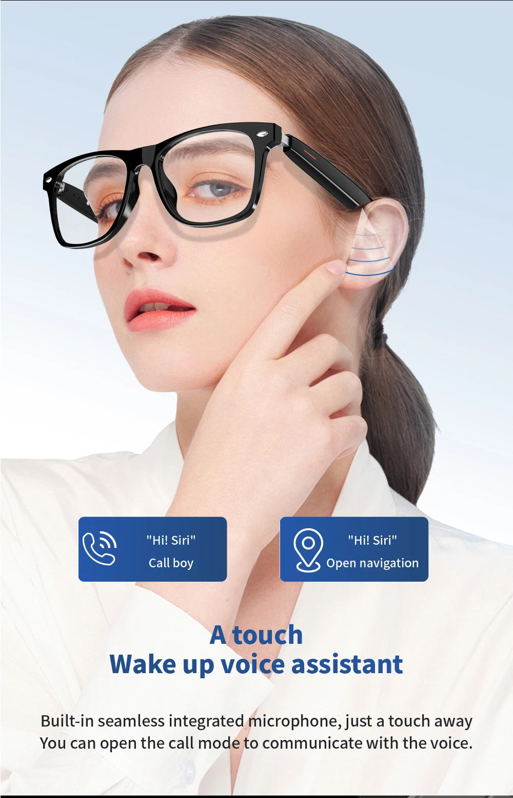 Smart Glasses With Automatic Adjustment Wireless Bluetooth Headset