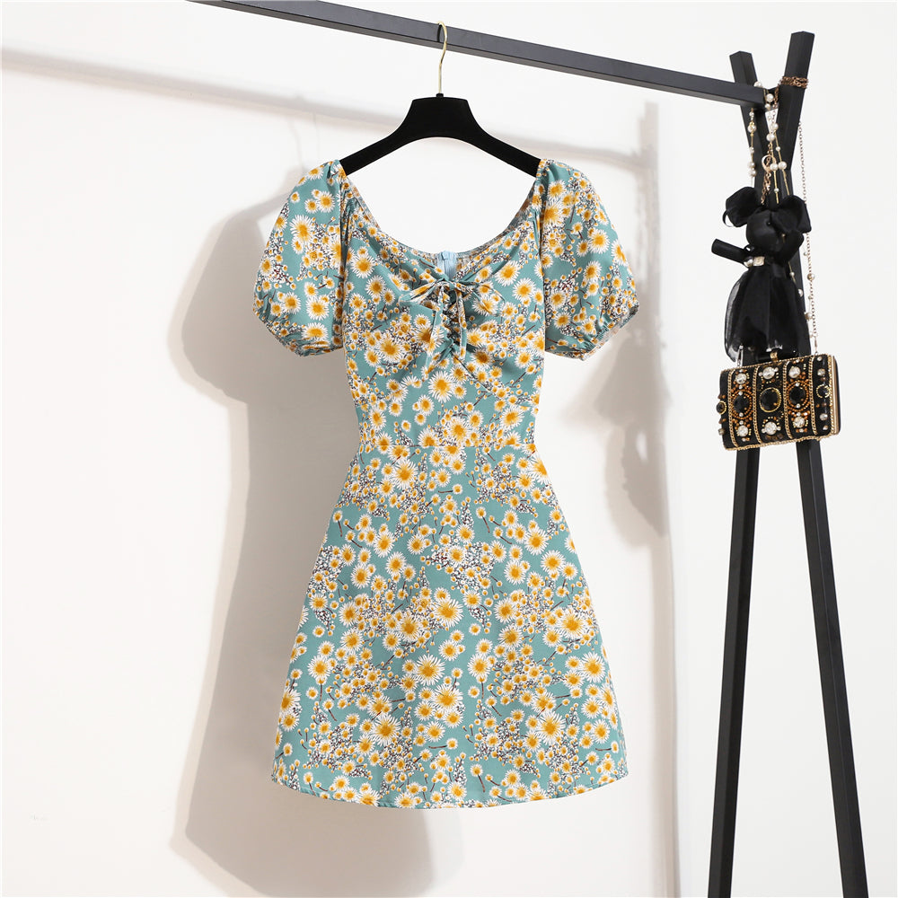 Women Mini Dresses Summer Fashion - Floral Chiffon Mini Dress