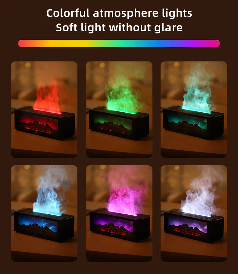 Fireplace Aroma Diffuser – Ultrasonic Flame Humidifier with Ambient Light