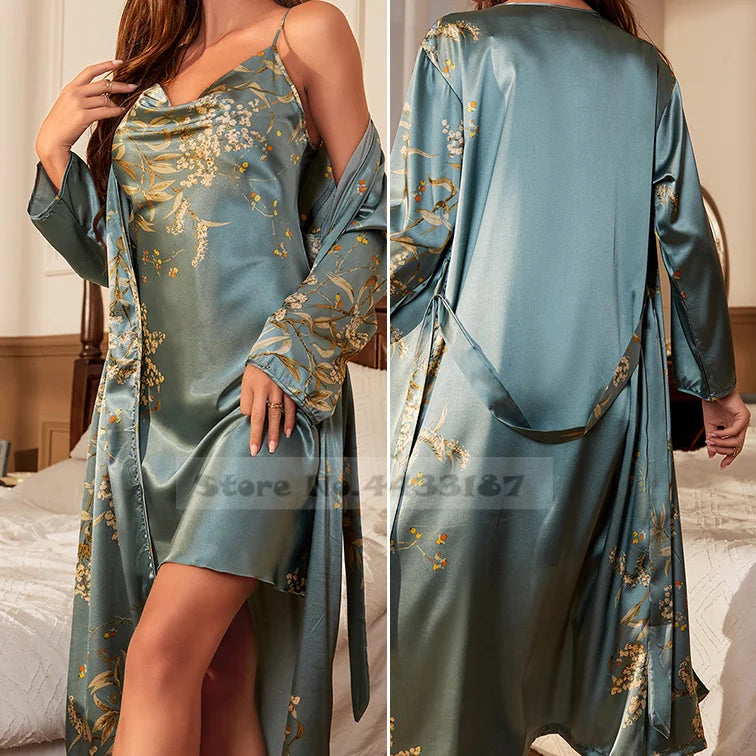 Satin Polyester Robe Set