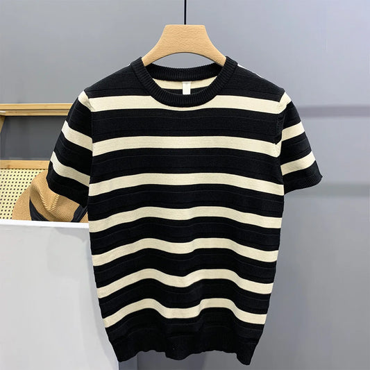 Striped Men's Ice Silk T-shirt