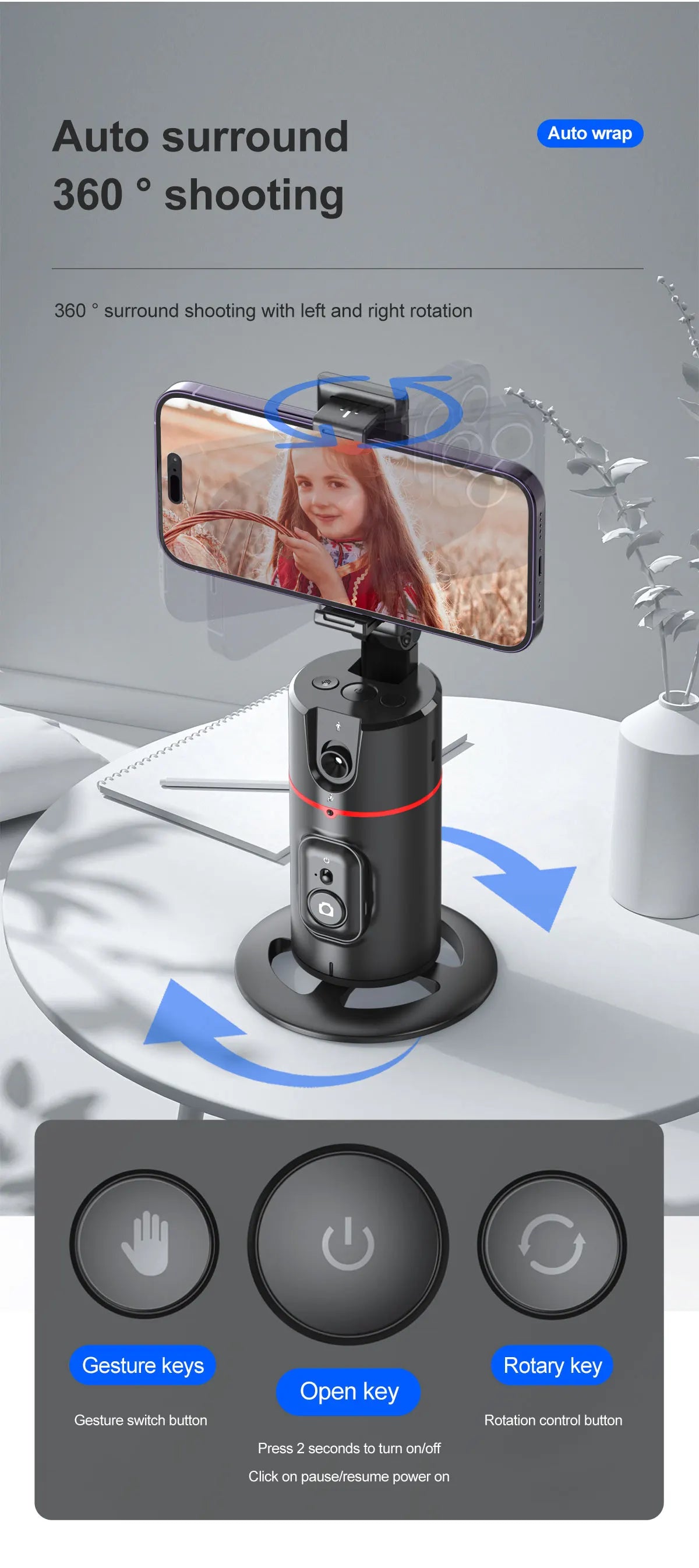 Smart Facial Tracking 360 - AI powered Tripod for Live Streaming for TikTok & Vlogging