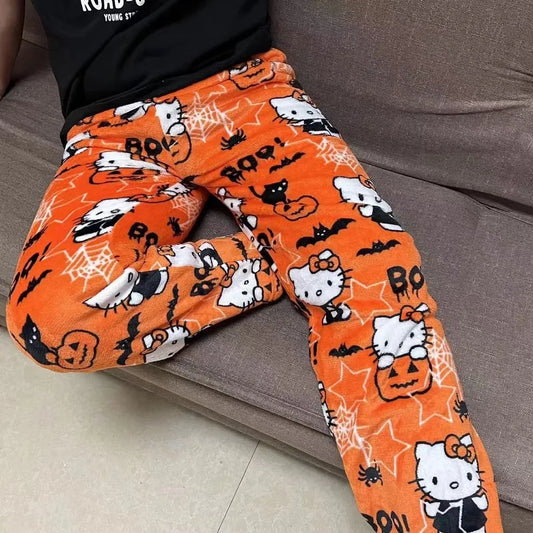 Sanrio Hello Kitty Pajamas - Hello Kitty Trousers Women Home Pants Autumn  Halloween Christmas