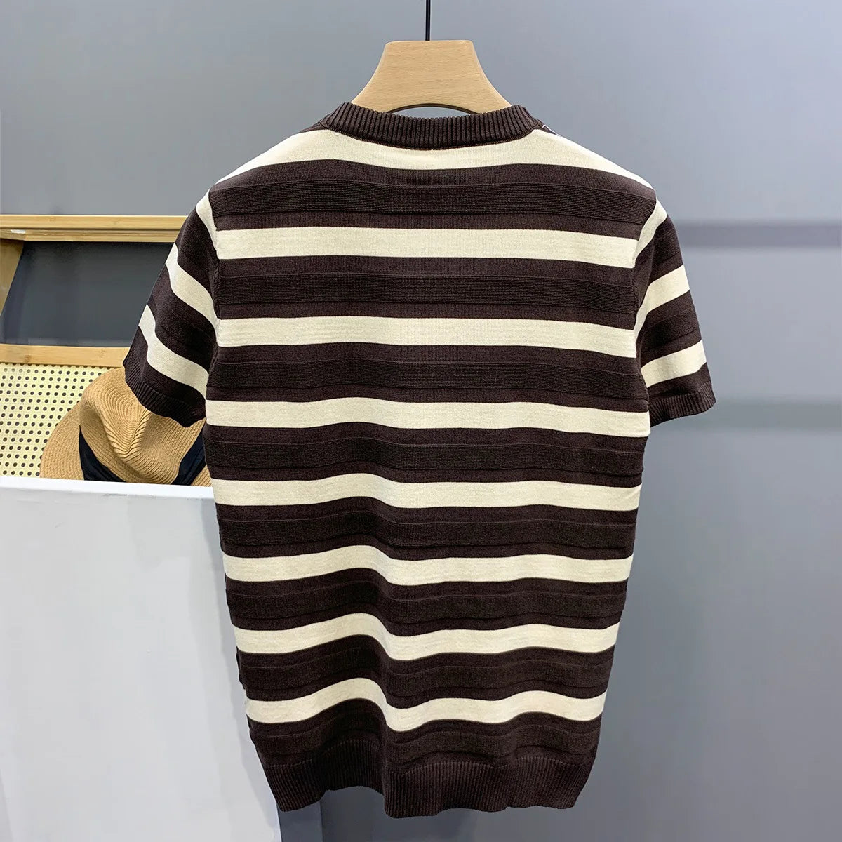 Striped Men's Ice Silk T-shirt