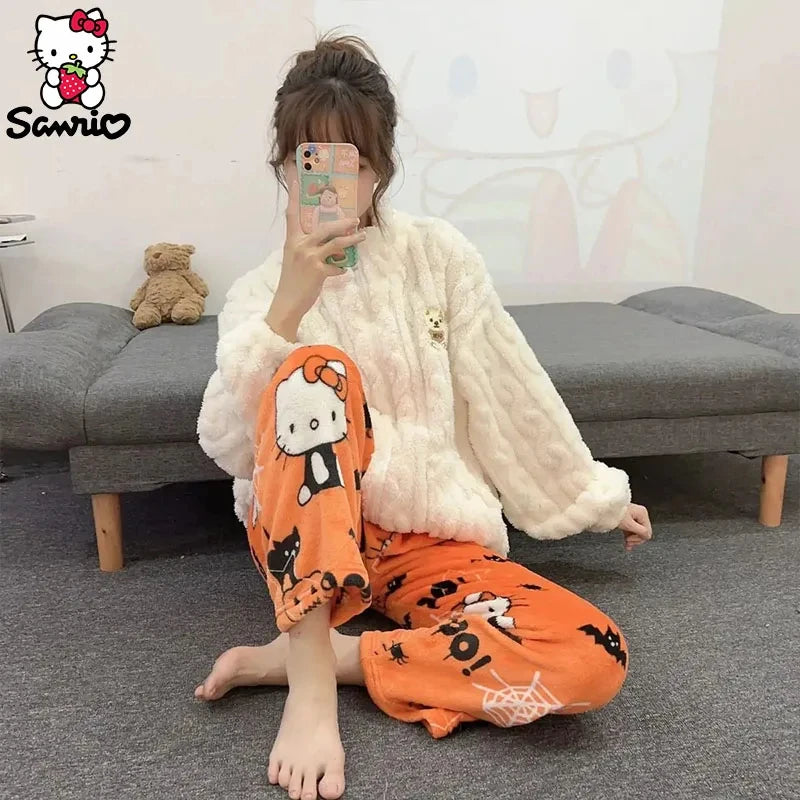 Sanrio Hello Kitty Pajamas - Hello Kitty Trousers Women Home Pants Autumn  Halloween Christmas