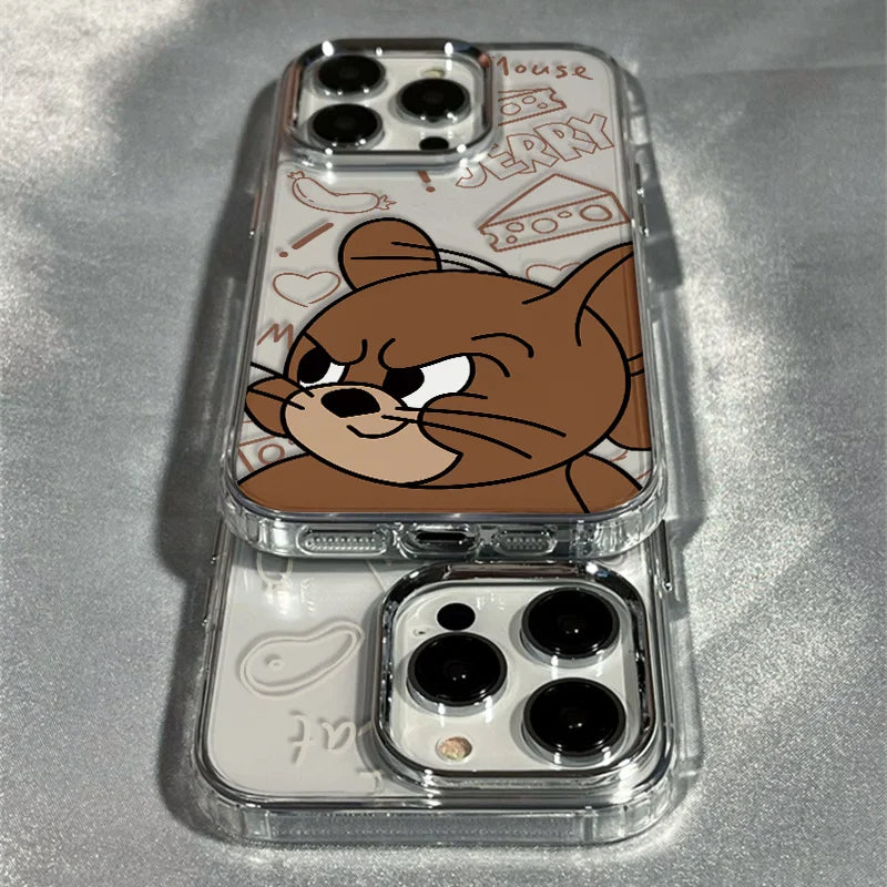 Cute Tom and Jerry Cartoon Phone Case for iPhone 16 to 11 Pro Max - Silicone Shockproof Back Cover