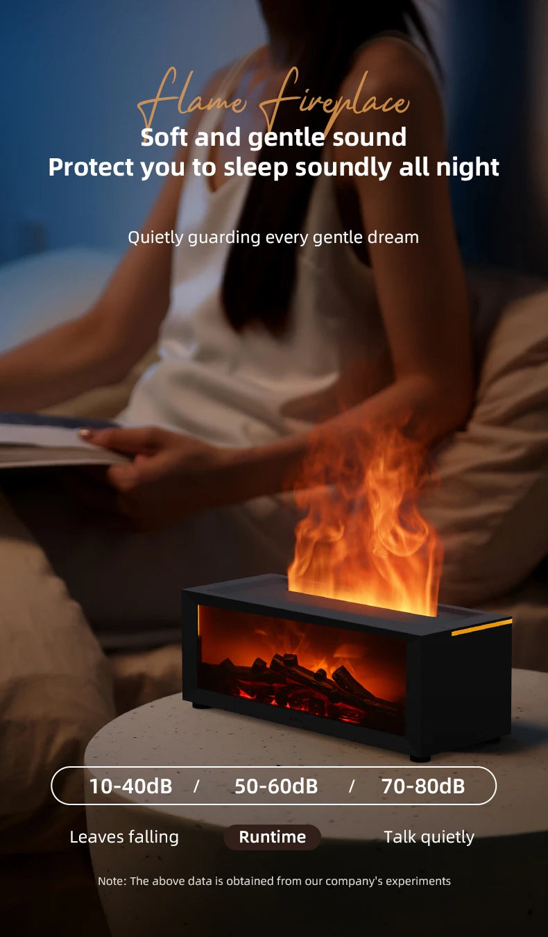 Fireplace Aroma Diffuser – Ultrasonic Flame Humidifier with Ambient Light