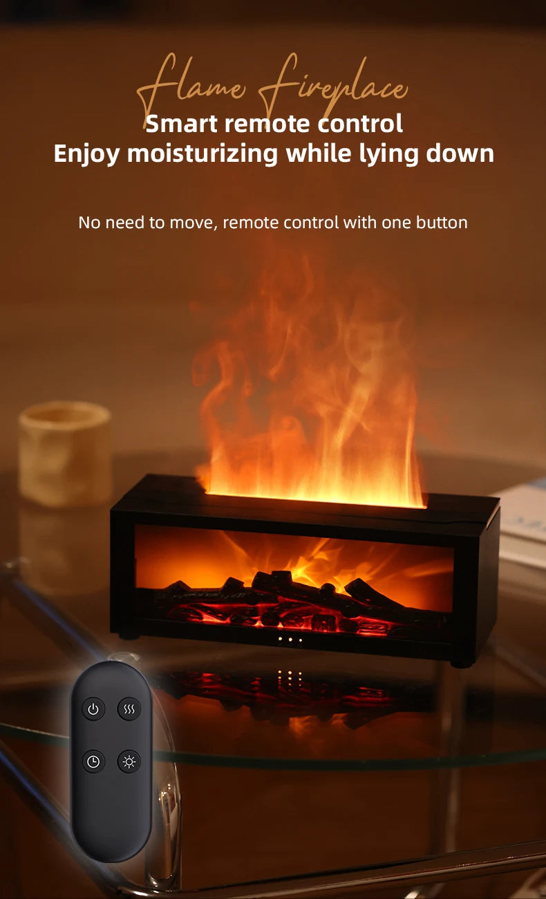 Fireplace Aroma Diffuser – Ultrasonic Flame Humidifier with Ambient Light