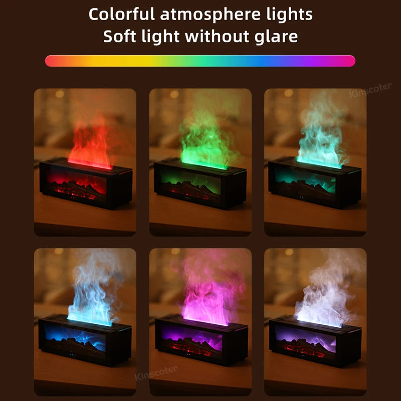 Fireplace Aroma Diffuser – Ultrasonic Flame Humidifier with Ambient Light