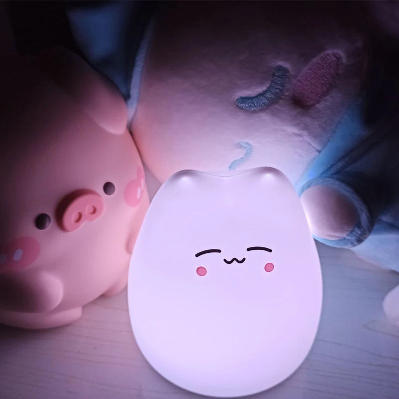 Mini Popular Cat Baby Night Lamp - Colour changing Eye Protection Bedroom Bedside Night Light