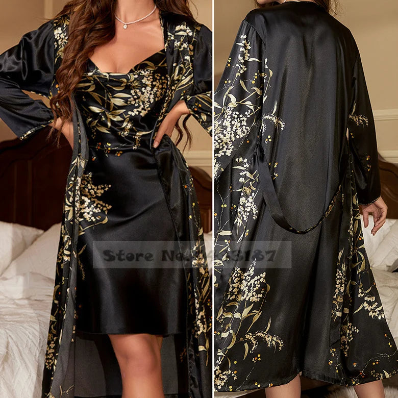 Satin Polyester Robe Set