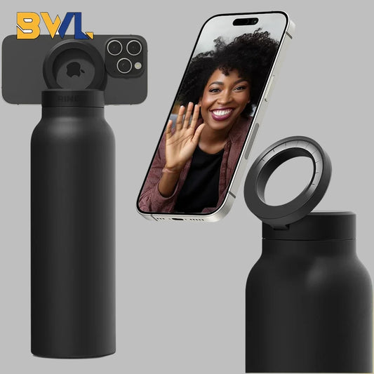 Stainless Steel Sports Bottle Insulated Mug with Magnetic Phone Holder