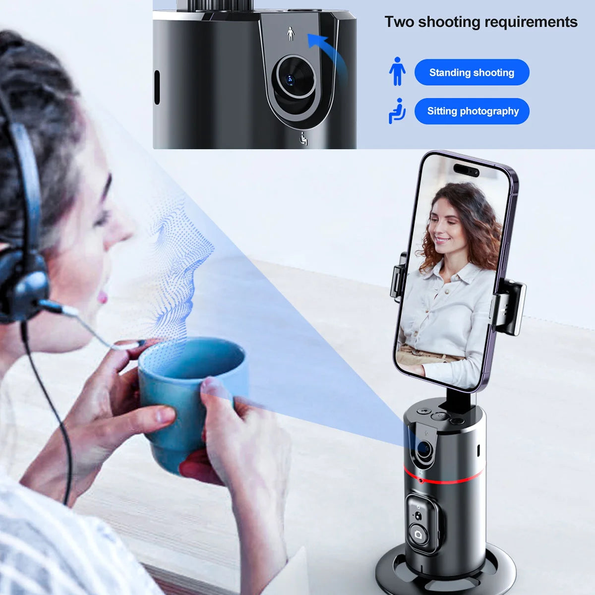 Smart Facial Tracking 360 - AI powered Tripod for Live Streaming for TikTok & Vlogging