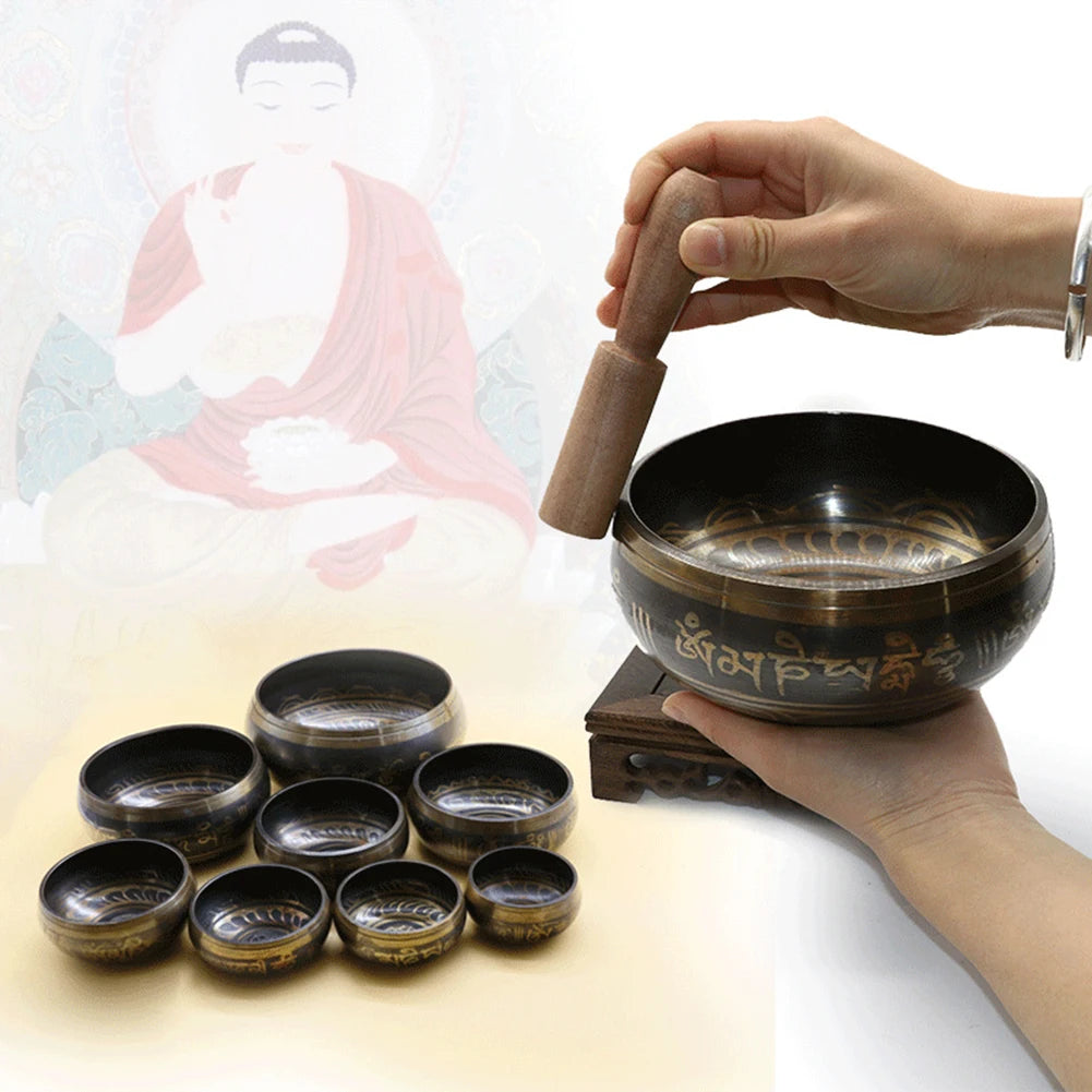 Tibetan Singing Bowl Set - Lotus Yoga Meditation Bowl Handmade