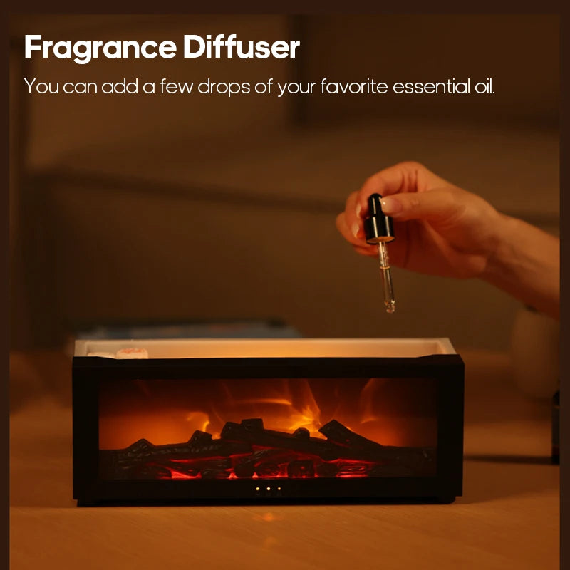 Fireplace Aroma Diffuser – Ultrasonic Flame Humidifier with Ambient Light