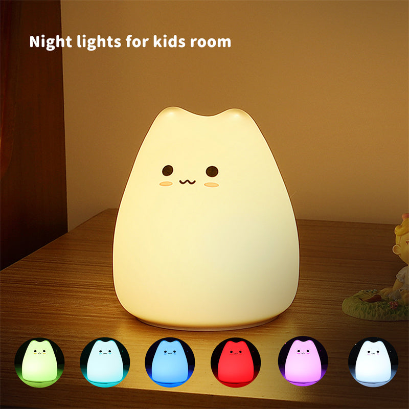 Mini Popular Cat Baby Night Lamp - Colour changing Eye Protection Bedroom Bedside Night Light