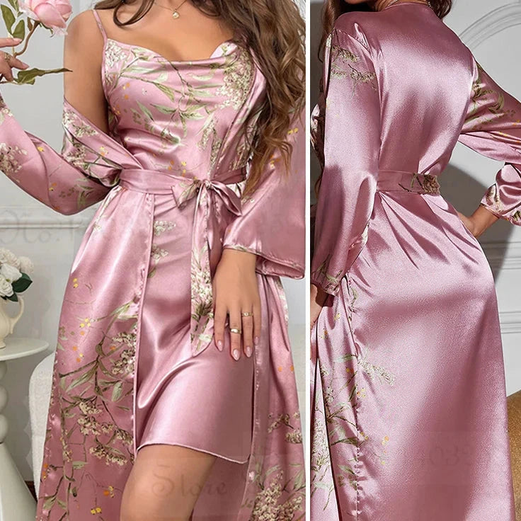 Satin Polyester Robe Set