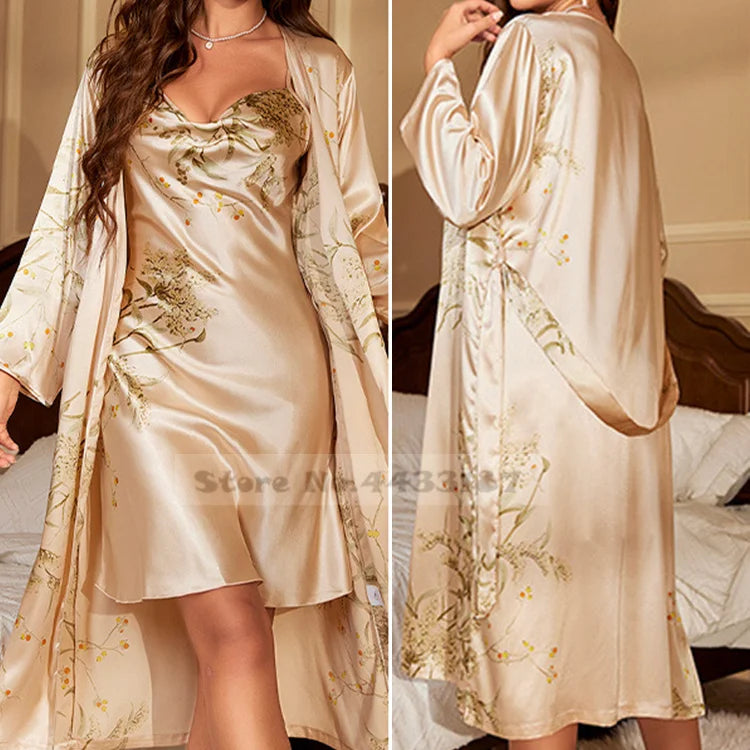 Satin Polyester Robe Set