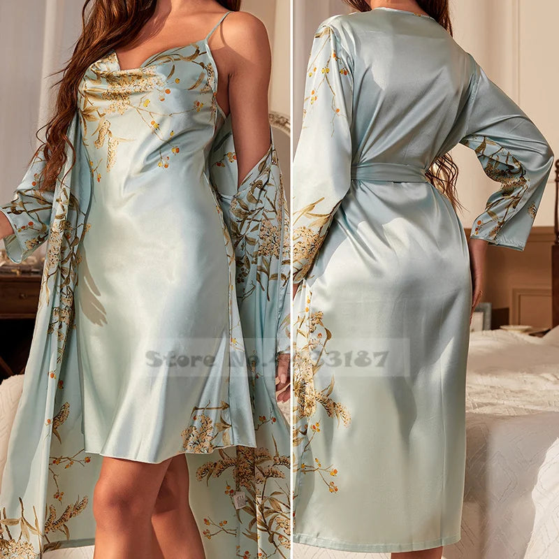 Satin Polyester Robe Set