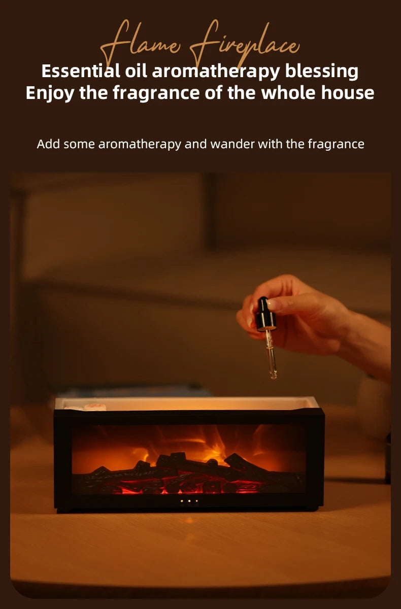 Fireplace Aroma Diffuser – Ultrasonic Flame Humidifier with Ambient Light