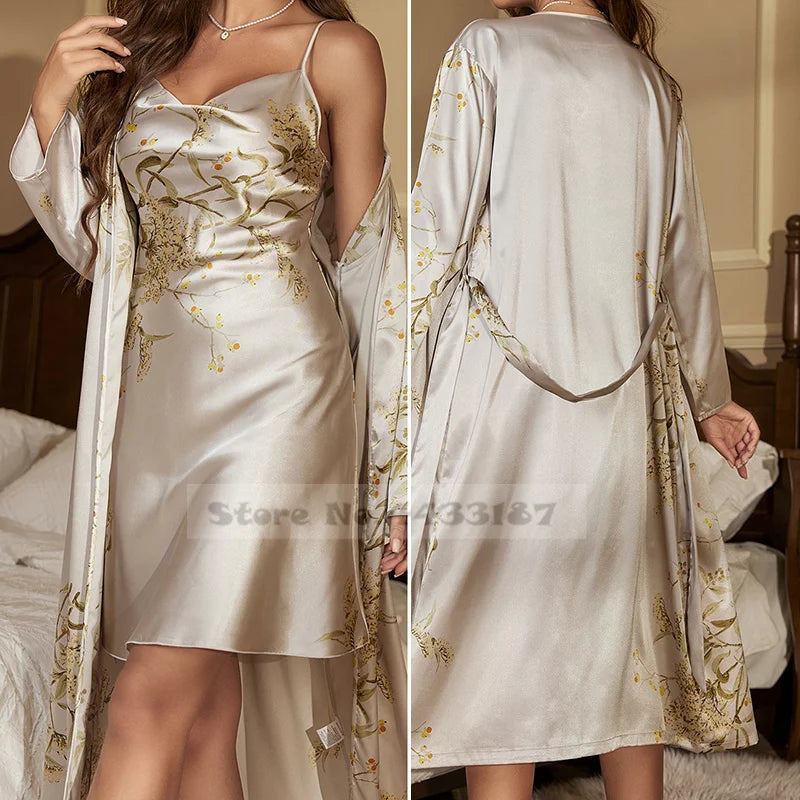 Satin Polyester Robe Set