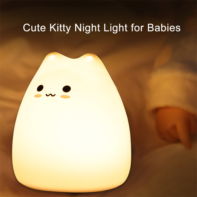 Mini Popular Cat Baby Night Lamp - Colour changing Eye Protection Bedroom Bedside Night Light