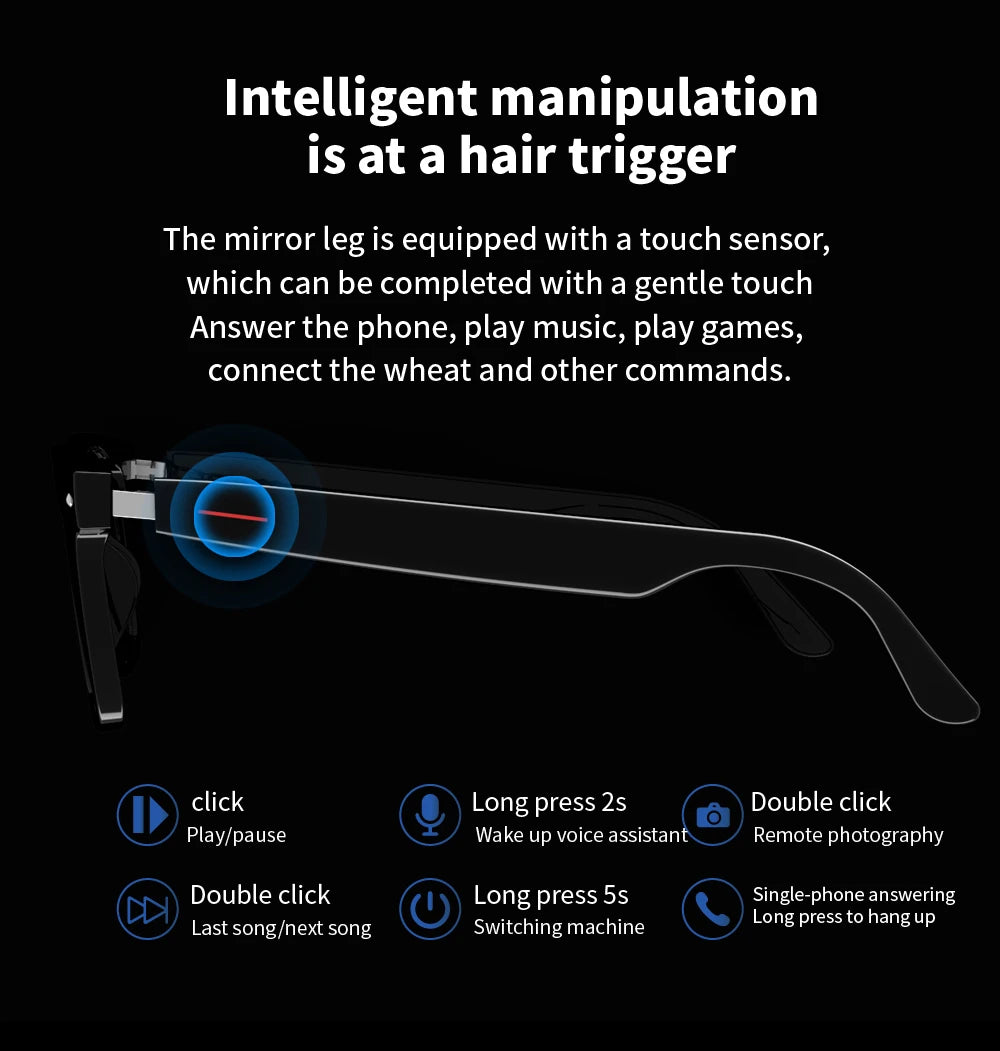 Smart Glasses With Automatic Adjustment Wireless Bluetooth Headset