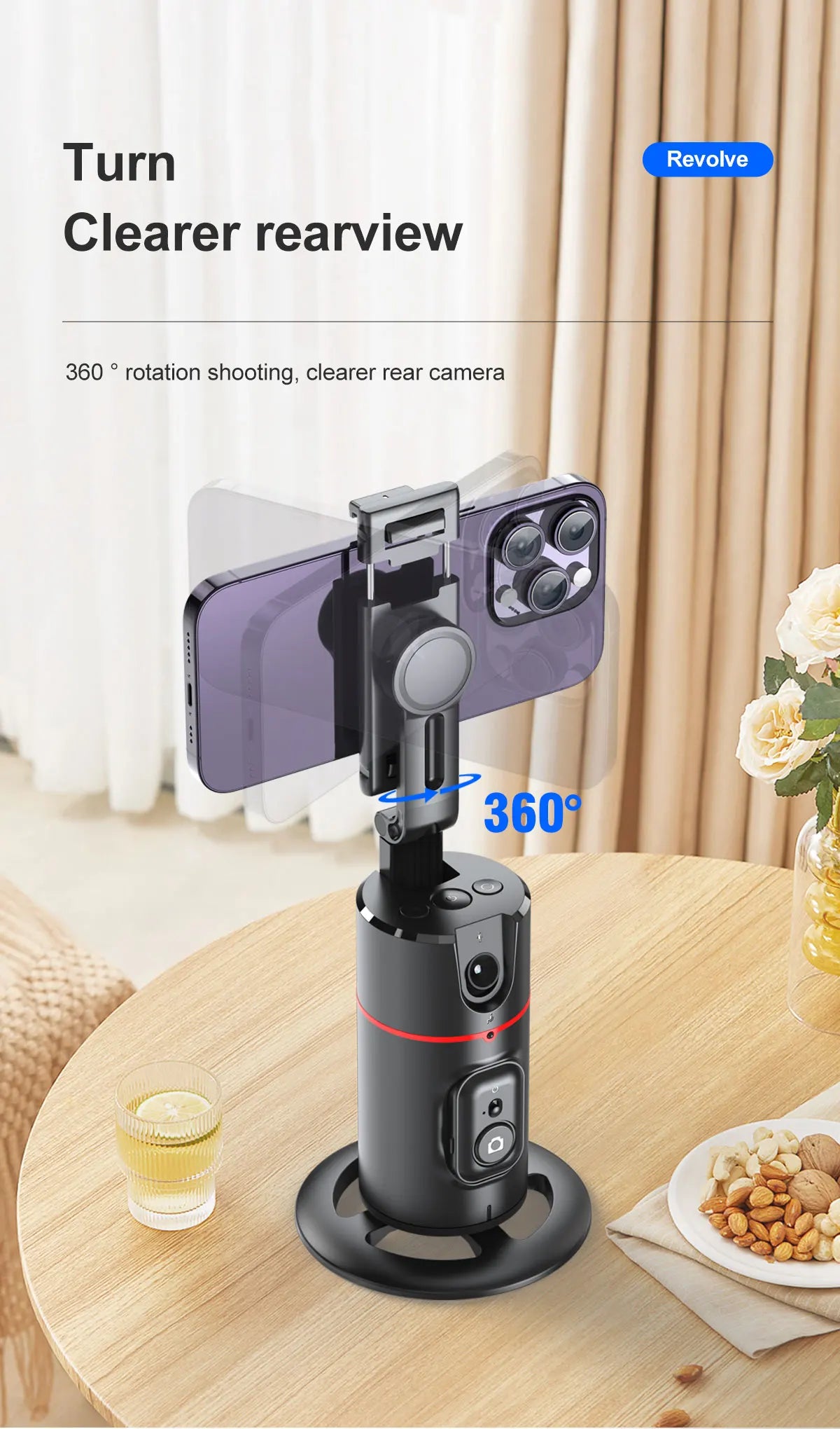 Smart Facial Tracking 360 - AI powered Tripod for Live Streaming for TikTok & Vlogging